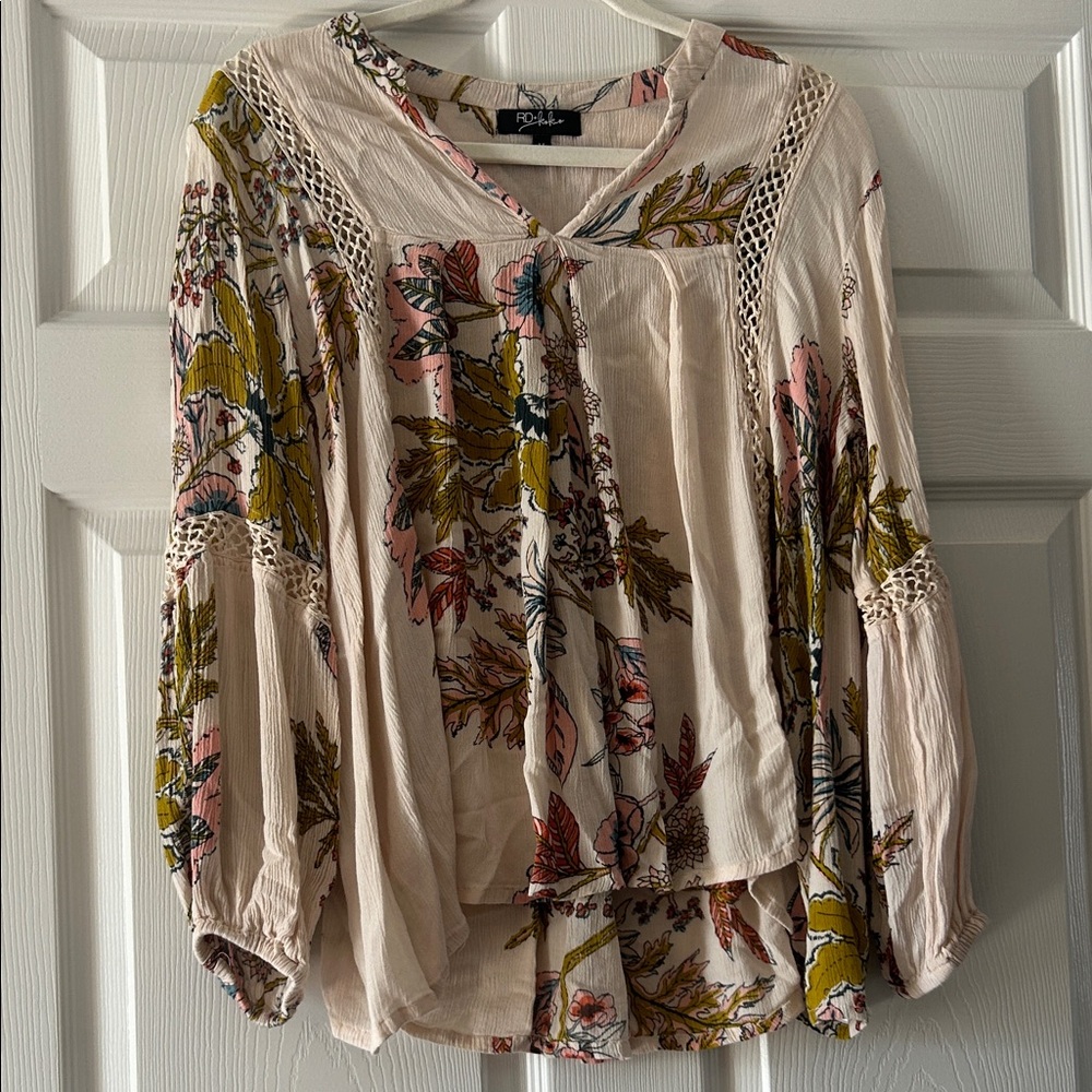RD+Koko Floral Boho Tunic with Crochet Trim